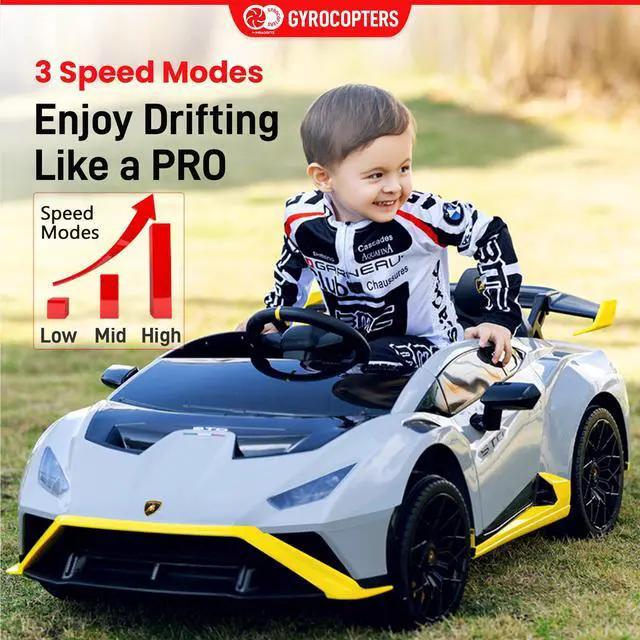 Alt view image 3 of 7 - Lamborghini Kids Two-seater Huracan STO Ride on car | Speed: up to 6 km/h | Run time Up to 55 Minutes | Remote Control | Interactive Play | Realistic Sounds | Safe Design | LED Lights