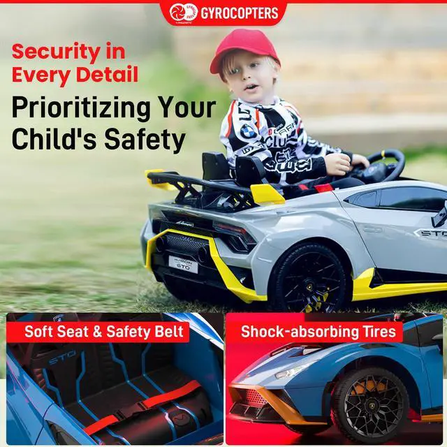 Alt view image 4 of 7 - Lamborghini Kids Two-seater Huracan STO Ride on car | Speed: up to 6 km/h | Run time Up to 55 Minutes | Remote Control | Interactive Play | Realistic Sounds | Safe Design | LED Lights