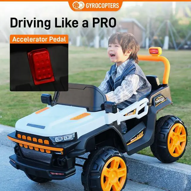 Alt view image 3 of 7 - Kids Ride-On Truck (two-seater) | Speed 5-8km/h | Usage time: Up to 50 min. | LED Headlights | Bumpers | Reflective Mirrors | Rechargeable Battery | Speed & Swing modes | Dual control | Music modes