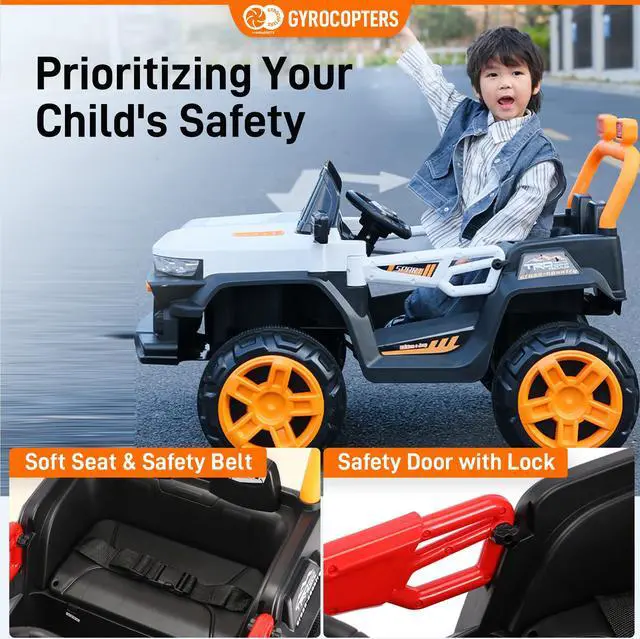 Alt view image 4 of 7 - Kids Ride-On Truck (two-seater) | Speed 5-8km/h | Usage time: Up to 50 min. | LED Headlights | Bumpers | Reflective Mirrors | Rechargeable Battery | Speed & Swing modes | Dual control | Music modes