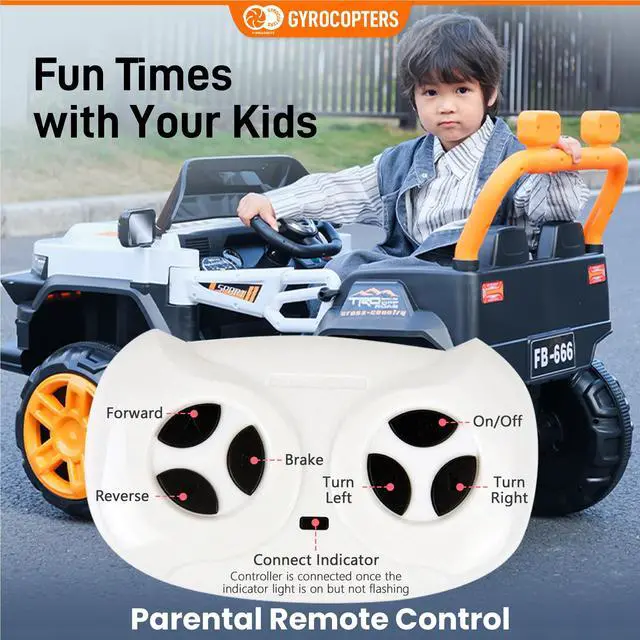 Alt view image 7 of 7 - Kids Ride-On Truck (two-seater) | Speed 5-8km/h | Usage time: Up to 50 min. | LED Headlights | Bumpers | Reflective Mirrors | Rechargeable Battery | Speed & Swing modes | Dual control | Music modes