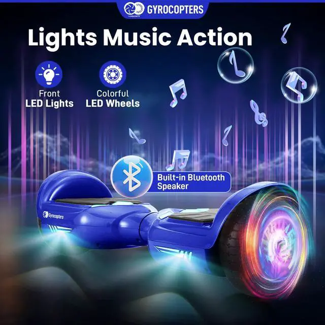 Alt view image 5 of 7 - Gyrocopters Prime All-Terrain Hoverboard | Speed up to 15km/h | 300W Powerful Motor | 6.5 LED wheels | 165 lbs weight capacity | UL2272 certified | 8km range | Blue