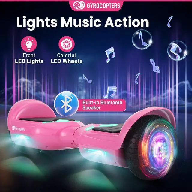 Alt view image 6 of 7 - Gyrocopters Prime All-Terrain Hoverboard | Speed up to 15km/h | 300W Powerful Motor | 6.5 LED wheels | 165 lbs weight capacity | UL2272 certified | 8km range | Pink