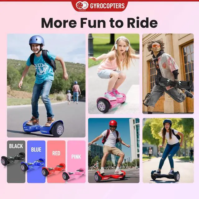 Alt view image 7 of 7 - Gyrocopters Prime All-Terrain Hoverboard | Speed up to 15km/h | 300W Powerful Motor | 6.5 LED wheels | 165 lbs weight capacity | UL2272 certified | 8km range | Red