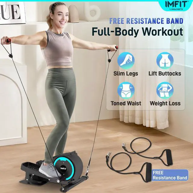 Alt view image 4 of 7 - IMFIT Elliptical Trainer for Home Use | 350 lb Weight Capacity | Ultra-Quiet (20dB) | 8 Resistance Levels, Portable, Lightweight, 100% Assembled, Space-Saving Design | Display | Improved Cardio Health