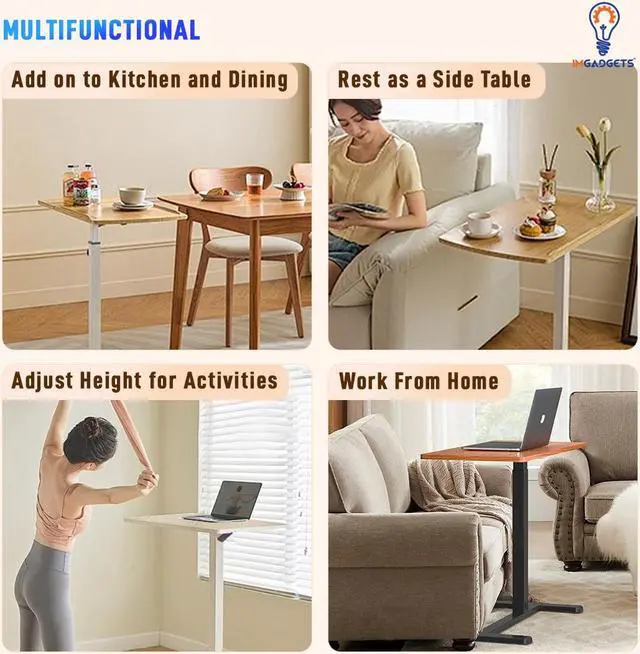Alt view image 6 of 7 - IMGadgets Height Adjustable Desk | Standing Desk for Work and Home| Overbed C- Table Height Adjustable Desk