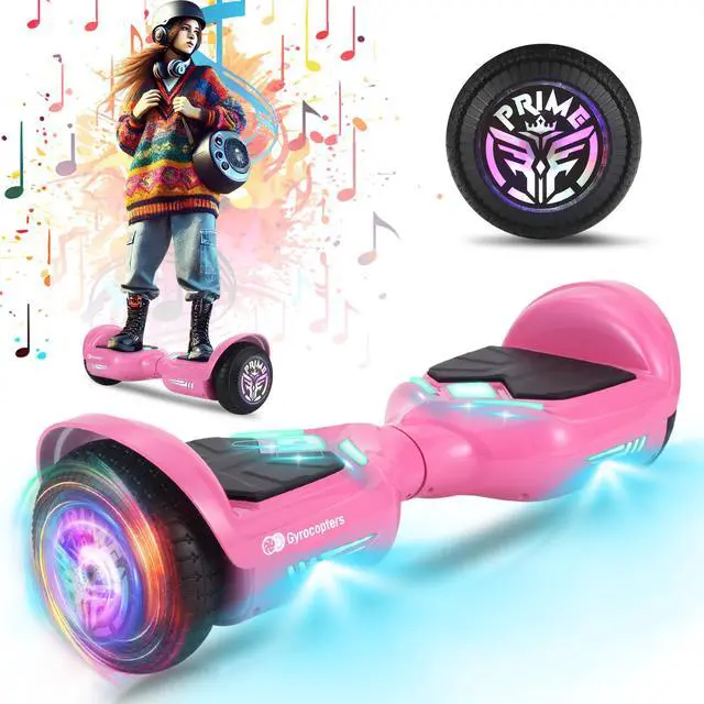 Main image of Gyrocopters Prime All-Terrain Hoverboard | Speed up to 15km/h | 300W Powerful Motor | 6.5 LED wheels | 165 lbs weight capacity | UL2272 certified | 8km range | Pink
