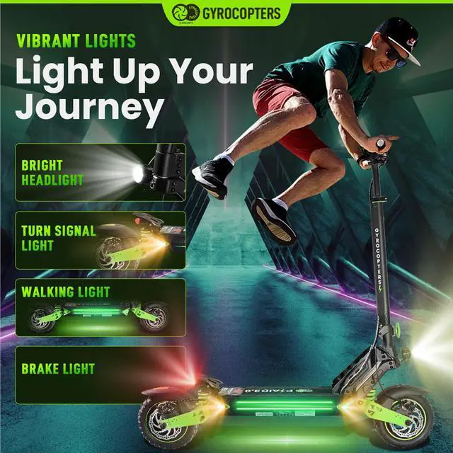 Alt view image 3 of 7 - Gyrocopters Plaid 3.0 Electric Scooter for Adults & Teens | UL 2272 Approved | 10 Durable tires | Speed 45 km/h, Range Upto 40 km | 13 Ah Robust Battery | 850W Powerful Brushless Motor
