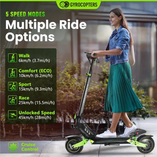 Alt view image 7 of 7 - Gyrocopters Plaid 3.0 Electric Scooter for Adults & Teens | UL 2272 Approved | 10 Durable tires | Speed 45 km/h, Range Upto 40 km | 13 Ah Robust Battery | 850W Powerful Brushless Motor