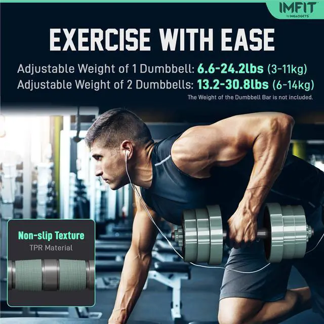 Alt view image 4 of 7 - IMFIT AIO Weight Adjustable Dumbbells 1.65 to 30lbs | Barbell, Kettlebell for Full-Body Workout | Adjustable Weight set for Home Gym Fitness