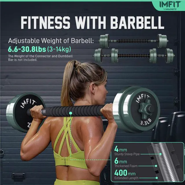 Alt view image 5 of 7 - IMFIT AIO Weight Adjustable Dumbbells 1.65 to 30lbs | Barbell, Kettlebell for Full-Body Workout | Adjustable Weight set for Home Gym Fitness