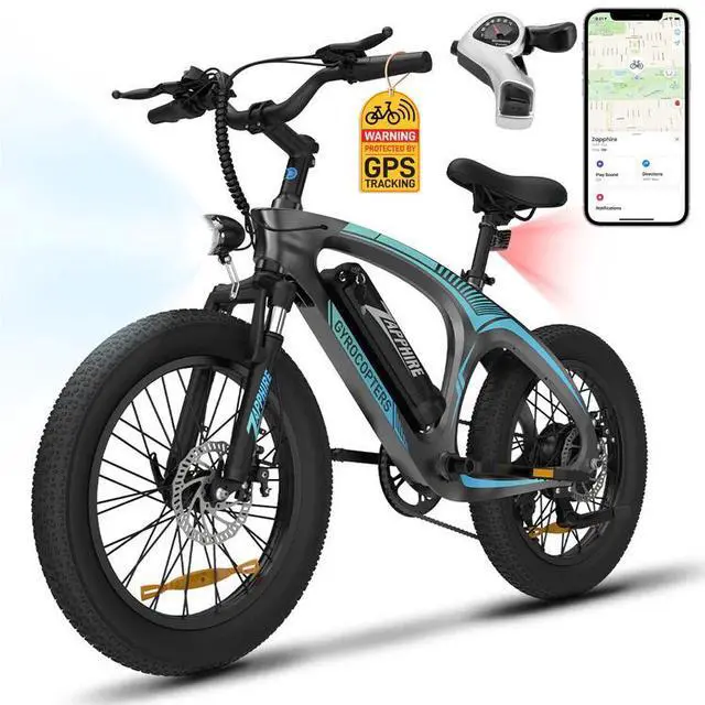 Alt view image 7 of 7 - Gyrocopters Zapphire Mountain E-Bike | UL 2849 | 42V 10Ah Lithium-Ion Battery | Up to 91 km Range | 3 Riding Modes | SHIMANO 7-Speed Gear | GPS Tracker | Lightweight Carbon Fiber Frame | 20×3" Fat Tir