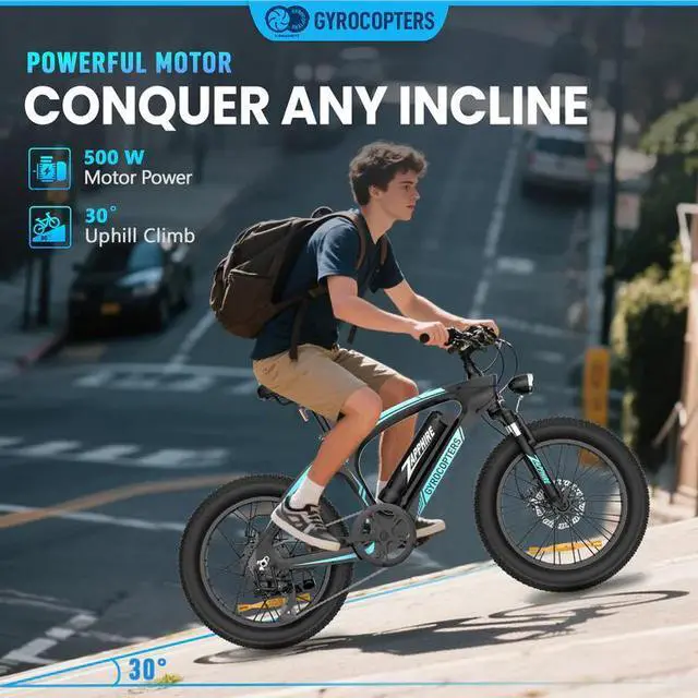 Alt view image 5 of 7 - Gyrocopters Zapphire Mountain E-Bike | UL 2849 | 42V 10Ah Lithium-Ion Battery | Up to 91 km Range | 3 Riding Modes | SHIMANO 7-Speed Gear | GPS Tracker | Lightweight Carbon Fiber Frame | 20×3" Fat Tir