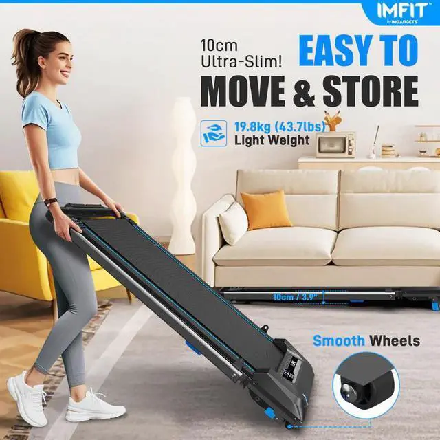 Alt view image 7 of 7 - IMFIT Walking Pad Pro Treadmill | Compact Foldable Design | Quiet Operation | Manual Incline | Handrail for Extra Support | Tablet Mount | Remote Control | Space-Saving | 265 lbs Capacity