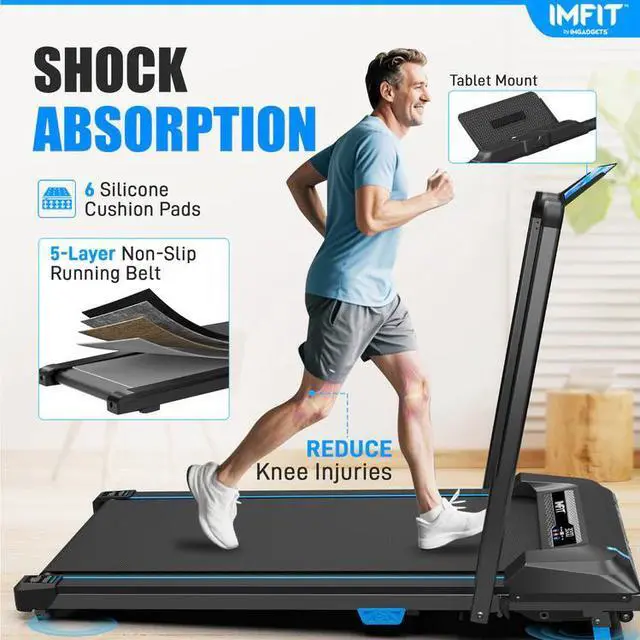 Alt view image 3 of 7 - IMFIT Walking Pad Pro Treadmill | Compact Foldable Design | Quiet Operation | Manual Incline | Handrail for Extra Support | Tablet Mount | Remote Control | Space-Saving | 265 lbs Capacity