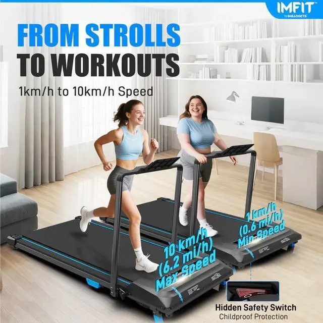 Alt view image 5 of 7 - IMFIT Walking Pad Pro Treadmill | Compact Foldable Design | Quiet Operation | Manual Incline | Handrail for Extra Support | Tablet Mount | Remote Control | Space-Saving | 265 lbs Capacity