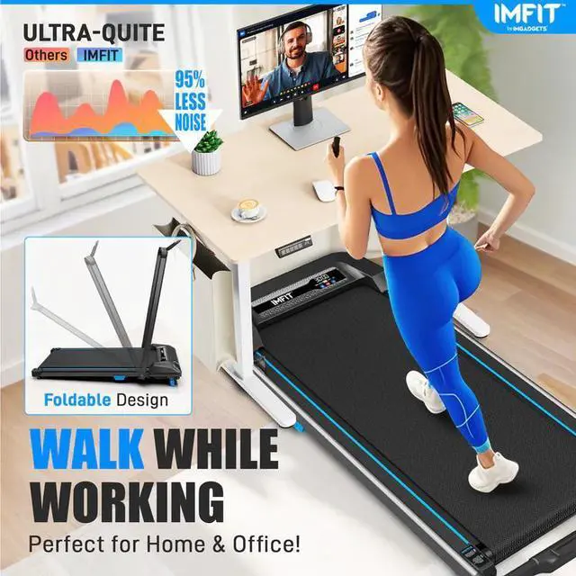 Alt view image 4 of 7 - IMFIT Walking Pad Pro Treadmill | Compact Foldable Design | Quiet Operation | Manual Incline | Handrail for Extra Support | Tablet Mount | Remote Control | Space-Saving | 265 lbs Capacity