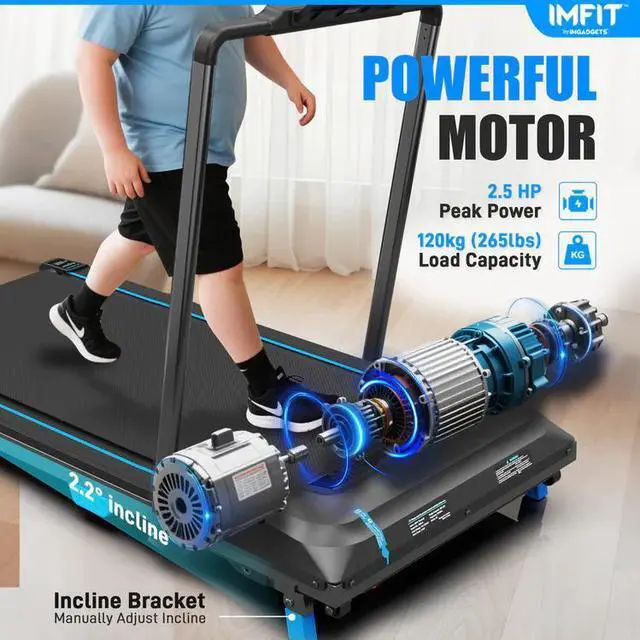 Alt view image 2 of 7 - IMFIT Walking Pad Pro Treadmill | Compact Foldable Design | Quiet Operation | Manual Incline | Handrail for Extra Support | Tablet Mount | Remote Control | Space-Saving | 265 lbs Capacity