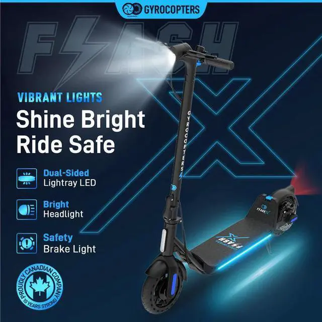 Alt view image 2 of 7 - Gyrocopters FlashX Electric Scooter | Powerful Rear Wheel Drive with 32 km/h Speed | 32 km Range | UL2272 Approved | Smart App Control | Foldable & Light-weight | Puncture-Proof Tires | Cruise Control