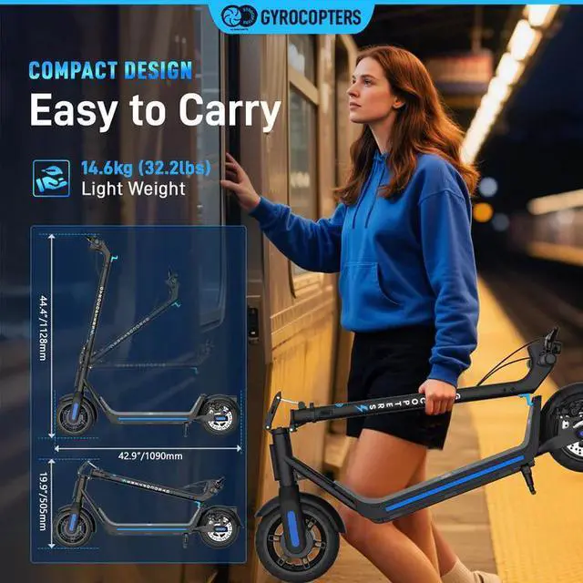 Alt view image 4 of 7 - Gyrocopters FlashX Electric Scooter | Powerful Rear Wheel Drive with 32 km/h Speed | 32 km Range | UL2272 Approved | Smart App Control | Foldable & Light-weight | Puncture-Proof Tires | Cruise Control