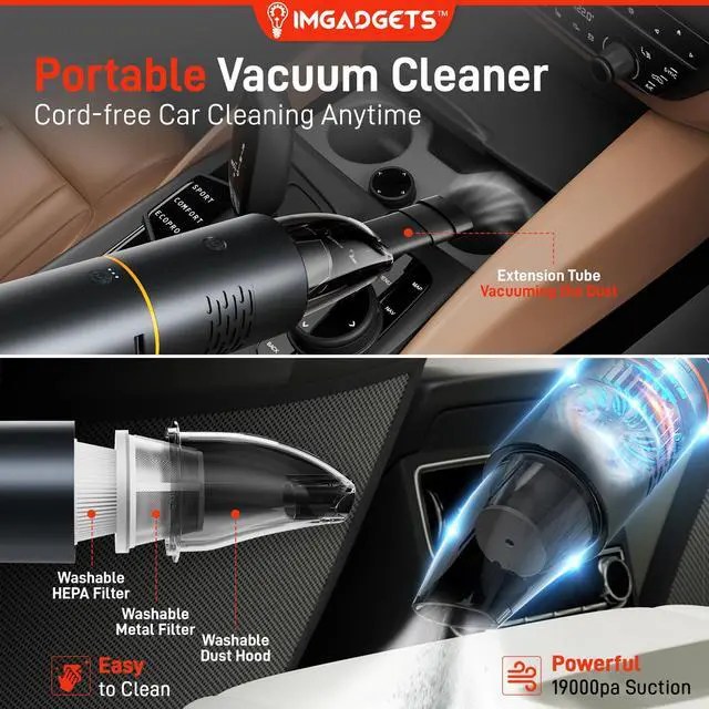 Alt view image 5 of 7 - IMGadgets Auto6 Car Smart Kit | All-in-One Car Kit | Car Pressure Washer | Tire Inflator | Car Vacuum Cleaner | Jump Starter | Power Bank | LED Work Light | Portable Car Emergency Kit