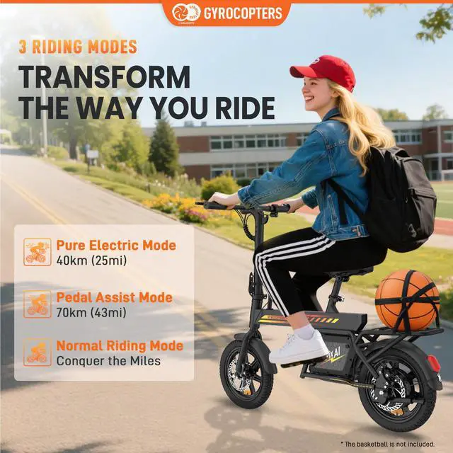Alt view image 5 of 7 - Gyrocopters PixAI Electric foldable dual rider cargo Bike for Adults/Teen | PAS Range Upto 70km | Speed Upto 32km/hr | UL2849 Safety | Anti-Theft GPS | 7.8Ah Battery Capacity | Dual Disc Brake
