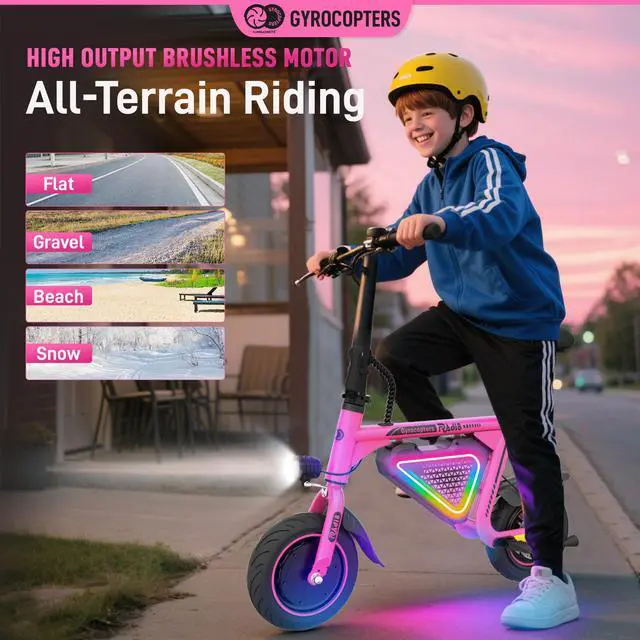 Alt view image 5 of 7 - Gyrocopters Radi8 Electric Ride-on | UL 2272 approved | 25 km Range | 25 km/h Speed | Rear Disc Brakes | LED Lights | LCD Display | Anti-theft GPS Tracker (Pink)