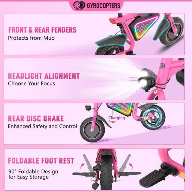 Alt view image 6 of 7 - Gyrocopters Radi8 Electric Ride-on | UL 2272 approved | 25 km Range | 25 km/h Speed | Rear Disc Brakes | LED Lights | LCD Display | Anti-theft GPS Tracker (Pink)