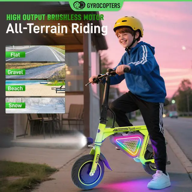 Alt view image 5 of 7 - Gyrocopters Radi8 Electric Ride-on | UL 2272 approved | 25 km Range | 25 km/h Speed | Rear Disc Brakes | LED Lights | LCD Display | Anti-theft GPS Tracker (Green)