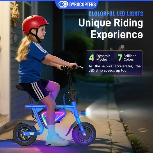 Alt view image 3 of 7 - Gyrocopters Radi8 Electric Ride-on | UL 2272 approved | 25 km Range | 25 km/h Speed | Rear Disc Brakes | LED Lights | LCD Display | Anti-theft GPS Tracker (Blue)
