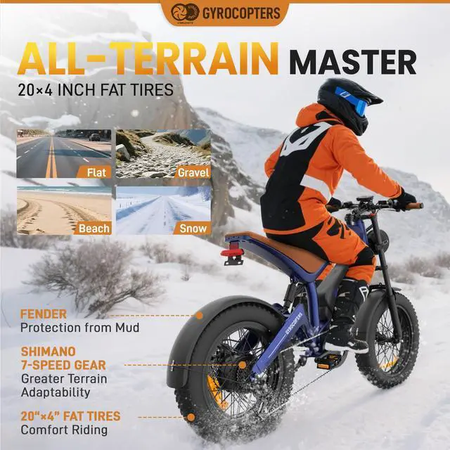 Alt view image 3 of 7 - Gyrocopters Ocean Mountain E-Bike | UL Approved | 1500W Peak Motor | 15.6Ah Battery | Up to 115km PAS Range | Triple-Suspension | GPS Tracker | SHIMANO 7-Speed | Hydraulic Disc Brakes