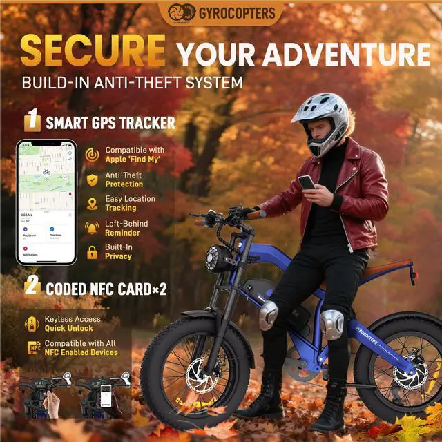 Alt view image 6 of 7 - Gyrocopters Ocean Mountain E-Bike | UL Approved | 1500W Peak Motor | 15.6Ah Battery | Up to 115km PAS Range | Triple-Suspension | GPS Tracker | SHIMANO 7-Speed | Hydraulic Disc Brakes