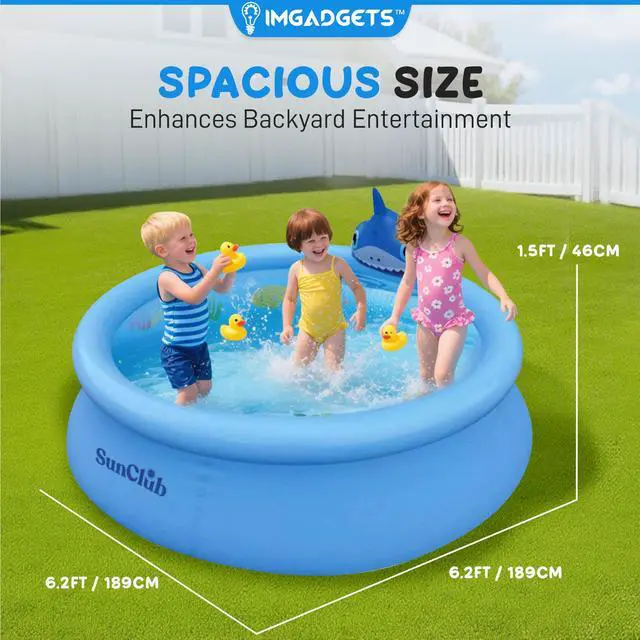 Alt view image 3 of 5 - Baby Shark Sprinkler Pool for kids and adults| Inflatable Kiddie Pool |Baby Splash Pool | Garden and Backyard Pool| Summer Pool |6.2ft x 1.5ft