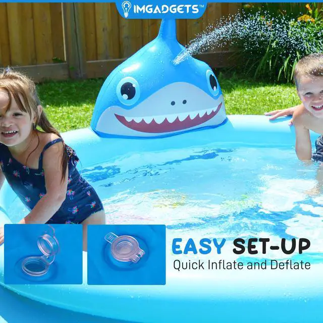 Alt view image 4 of 5 - Baby Shark Sprinkler Pool for kids and adults| Inflatable Kiddie Pool |Baby Splash Pool | Garden and Backyard Pool| Summer Pool |6.2ft x 1.5ft