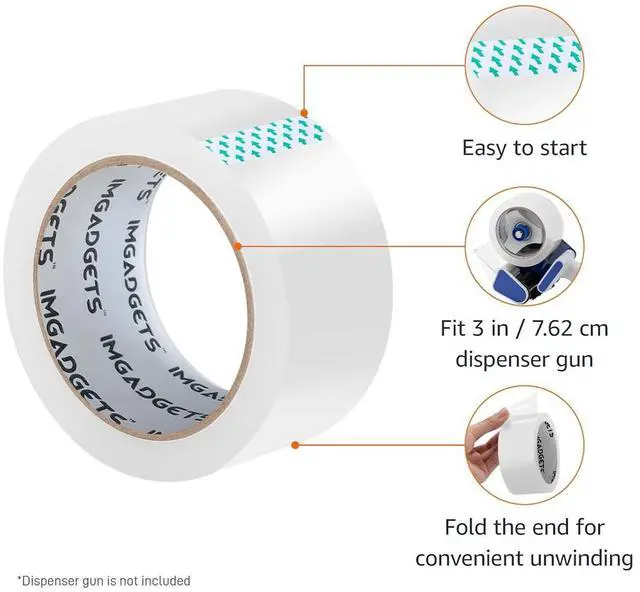 Alt view image 4 of 7 - IMGadgets Clear Packaging Tape | 48mm x 100m Heavy-Duty Roll | Strong Adhesive with Propanoic Acid Glue | 45 Micron Thick | Moisture-Resistant & High Tensile Strength | Ideal for Sealing Boxes, Parcel