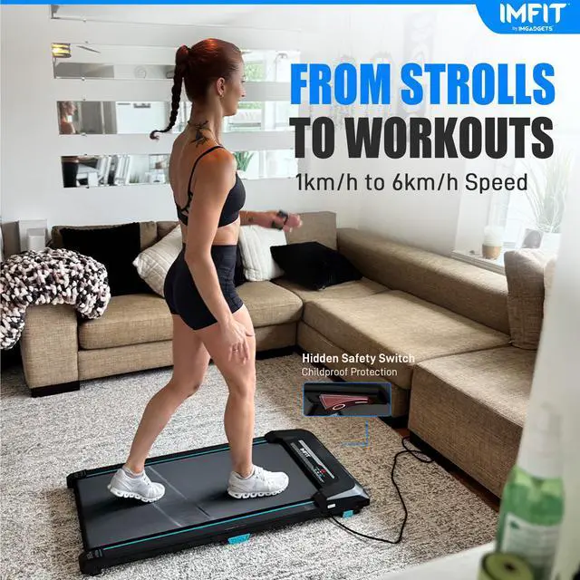 Alt view image 2 of 7 - IMFIT Walking Pad Lite Treadmill | Compact & Space-Saving Design | Quiet 2.5HP Motor | Manual Incline Boost | Real-Time Fitness Tracking | User-Friendly Remote | Supports Up to 265 lbs