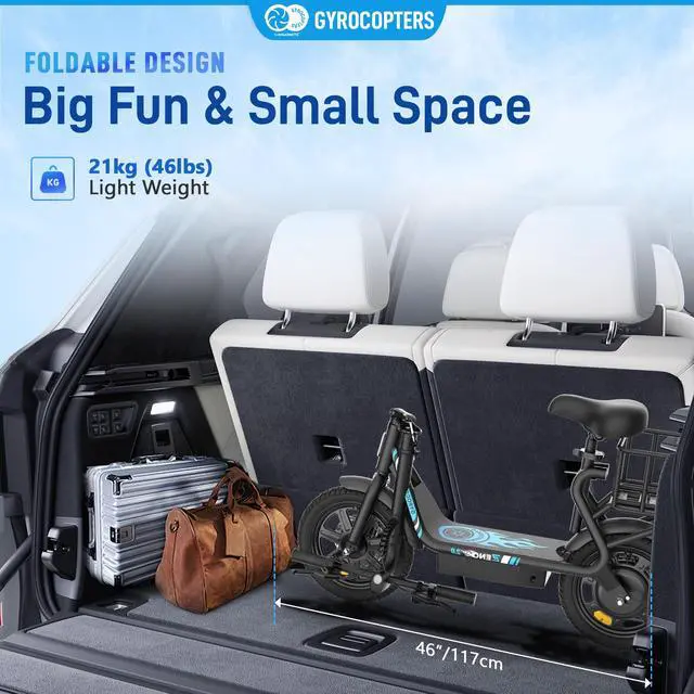 Alt view image 4 of 7 - Gyrocopters Zeno 2.0 Electric Scooter | UL2272 Approved | 500W Motor (Peak Power) | 32 km/h Max Speed | Up to 40 km Range | Shock-Absorbing Adjustable Seat | Anti-Theft GPS | All-Terrain 14 Tires