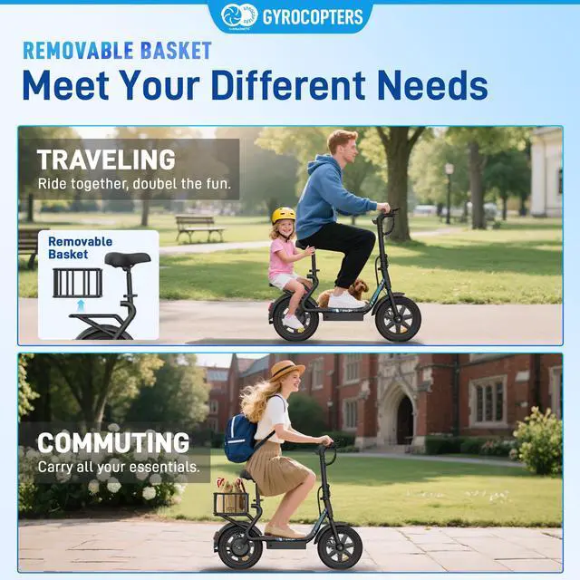 Alt view image 6 of 7 - Gyrocopters Zeno 2.0 Electric Scooter | UL2272 Approved | 500W Motor (Peak Power) | 32 km/h Max Speed | Up to 40 km Range | Shock-Absorbing Adjustable Seat | Anti-Theft GPS | All-Terrain 14 Tires