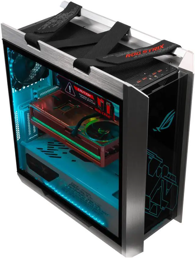 Alt view image 3 of 4 - ROG Strix Helios GX601 White - Intel Core Ultra 9-285K 24 core 5.7GHz - Dhahab GeForce RTX 5080 - 2TB HDD + 2TB NVMe SSD - 64GB DDR5(2X32GB) - 1000W - Windows 11 Liquid Cooled Gaming Desktop PC