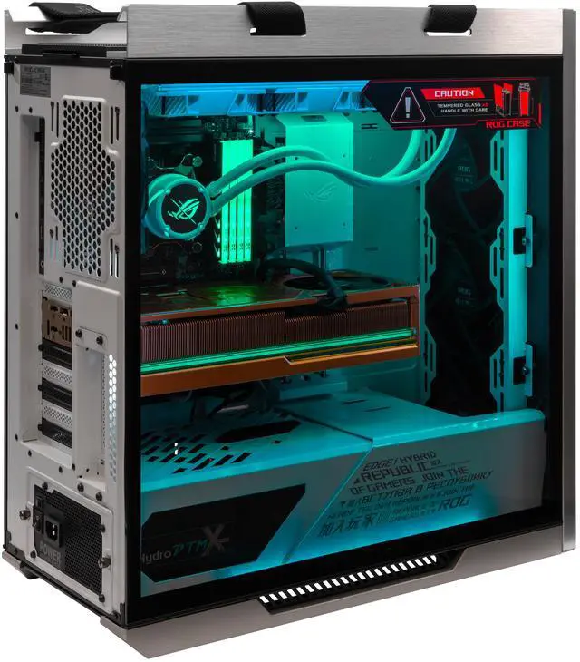 Alt view image 2 of 4 - ROG Strix Helios GX601 White - Intel Core Ultra 9-285K 24 core 5.7GHz - Dhahab GeForce RTX 5080 - 2TB HDD + 2TB NVMe SSD - 64GB DDR5(2X32GB) - 1000W - Windows 11 Liquid Cooled Gaming Desktop PC