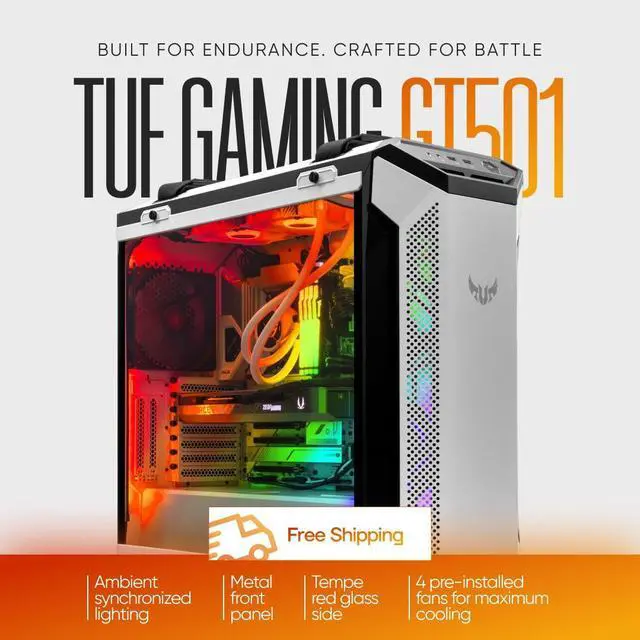 Alt view image 2 of 6 - ASUS TUF GT501 White - Intel Core i7-14700KF 20 core 3.4GHz - AMD Radeon RX 7800XT 16GB - 2TB HDD + 1TB NVMe SSD - 32GB DDR5(2X16GB) - 850W - Windows 11 Liquid Cooled Gaming PC