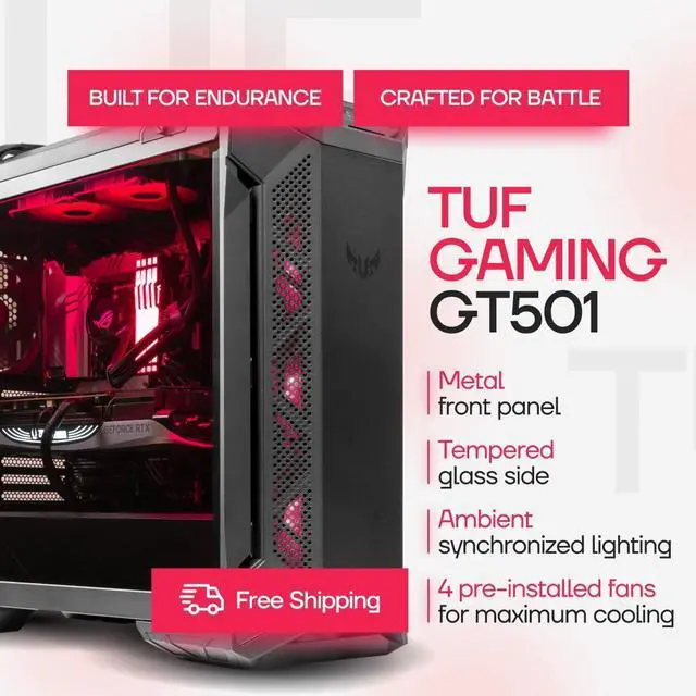 Alt view image 2 of 7 - ASUS TUF GT501 - AMD Ryzen 7-9800X3D 16 core 4.7GHz - AMD Radeon RX 9060 XT - 2TB HDD + 2TB NVMe SSD - 32GB DDR5(2X16GB) - 750W - Windows 11 Liquid Cooled Gaming Desktop PC WiFi RGB