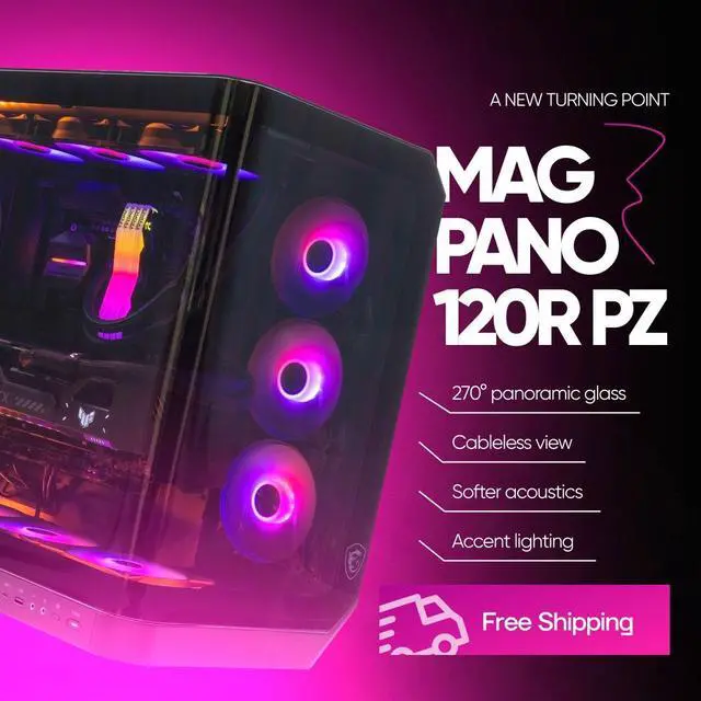 Alt view image 2 of 6 - MSI MAG PANO 120R PZ - Intel Core Ultra 7-265KF 20 core 5.4GHz - GeForce RTX 5060 - 2TB HDD + 4TB NVMe SSD - 32GB DDR5(2X16GB) - 750W - Windows 11 Liquid Cooled Gaming Desktop PC WiFi RGB