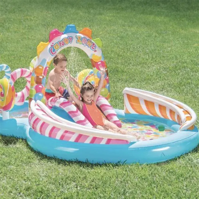 Alt view image 2 of 7 - Intex - Candy Zone Aquatic Playground, 116 '' x 75 '' x 51 '', Includes 2 Pools, 1 Slide and Accessories, Multicolored