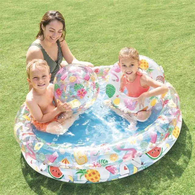 Alt view image 2 of 2 - Intex - Inflatable Children's Pool, 48 '' x 10 '' with Assorted Buoy and Ball, Fruit Pattern