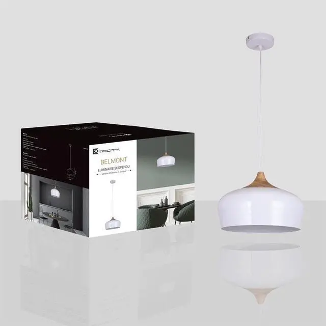 Alt view image 2 of 2 - Xtricity - Pendant Light, 13.8 '' Width, From the Belmont Collection, White and Wood