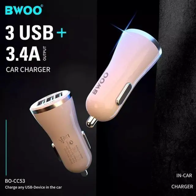 Alt view image 4 of 6 - Car Charger with 3 USB Ports, DC 12-24V, 5V 3.4A Output, Flame Retardant Shell