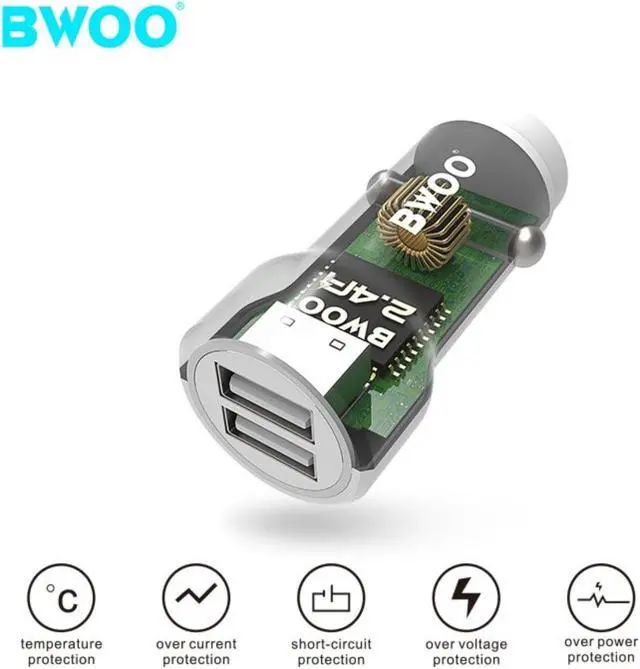 Alt view image 5 of 6 - Car Charger with 2 USB Ports, 12-24V, 18W + 5V 2.4A Output