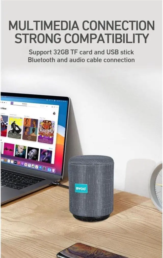 Alt view image 3 of 7 - Speaker Bluetooth 5.0, WAV, MP3, TF Card, USB, AUX