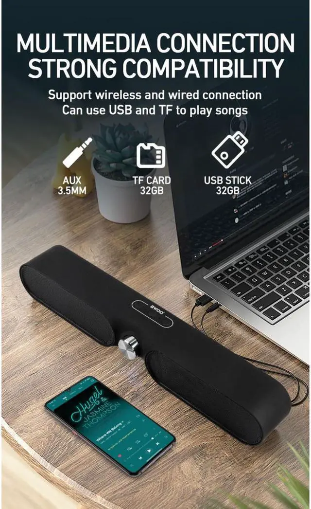 Alt view image 2 of 7 - Wireless Dual Speaker, Bluetooth 5.0, 6 Hours Continuous Playback